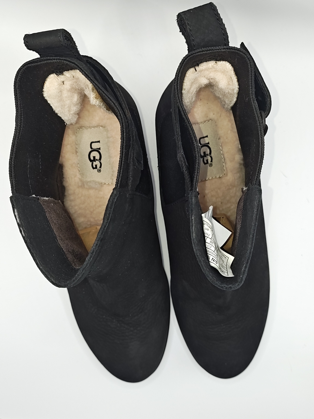 Size 7 UGG Women’s Black Sheepskin-Lined Wedge Ankle Boots